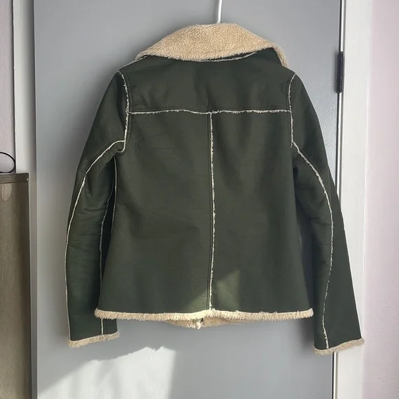 Quin green faux Shearling Moro bomber jacket, size S